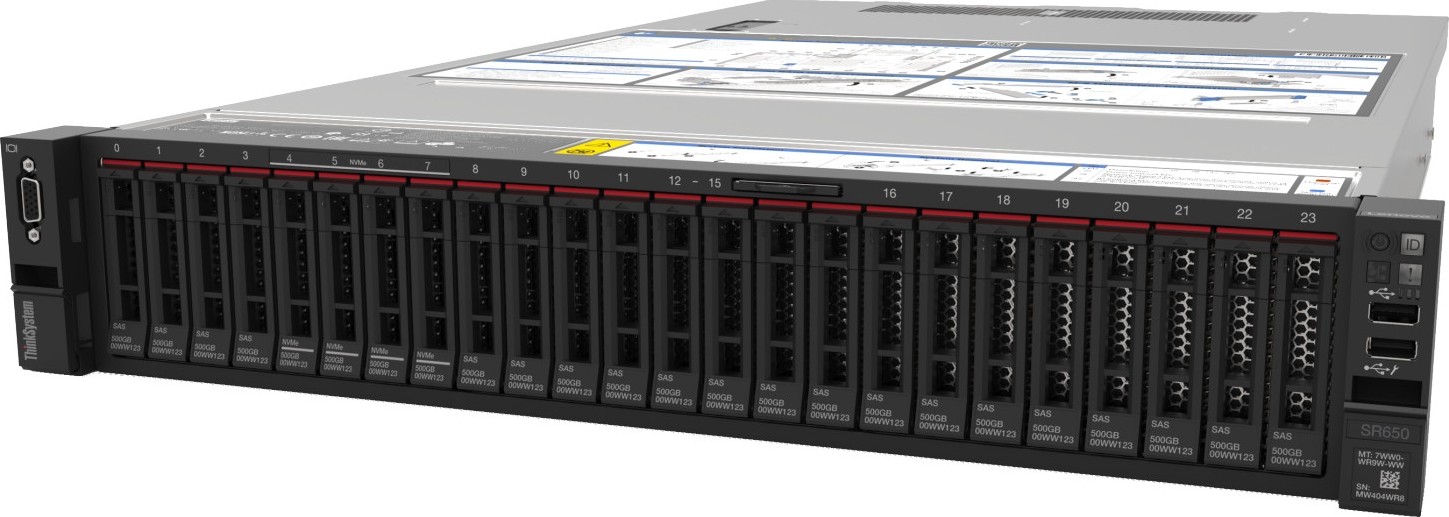 Lenovo SR650 Xeon Silver 4208 Rack Server (8C 2.1GHz 11MB Cache/85W) 32GB 2933MHz (1x32GB, 2Rx4 RDIMM), No Backplane, No RAID, 1x750W, XCC Enterprise, Tooless Rails | 7X06A0JPEA